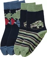 Skarpetki dla dzieci - Sterntaler FLI AIR skarpetki dla chłopców na płytki, podwójne opakowanie, pończochy samochodowe i planetowe – antypoślizgowe skarpetki dla niemowląt – z motywami samochodowymi, zielony, 22 EU - miniaturka - grafika 1