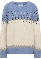 Swetry damskie - usha BLUE LABEL Damski sweter z okrągłym dekoltem fenia, niebieski wielokolorowy, M/L, niebieski wielokolorowy, M-L - miniaturka - grafika 1