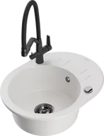 Zlewozmywaki z baterią - Mexen Kevin zlewozmywak granitowy 1-komorowy z baterią kuchenną Duo, biały - 6517-20-671701-70-B - miniaturka - grafika 1