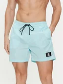 Kąpielówki męskie - Calvin Klein Swimwear Szorty kąpielowe KM0KM00980 Niebieski Regular Fit - miniaturka - grafika 1