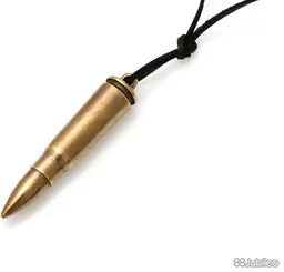 WISIOREK NABÓJ KAŁASZNIKOW styl wojskowy kolor stare złoto army military rzemyk broń (ar329) - Naszyjniki męskie - miniaturka - grafika 1