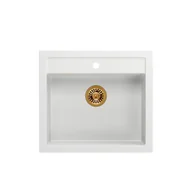 Zlewozmywaki - QUADRON Zlewozmywak BILL 110 snow white/elementy miedziane HCQB6054U1_PVDC1* - miniaturka - grafika 1