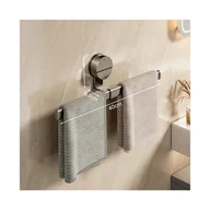 Wieszaki łazienkowe - Zrównoważony wieszak na ręczniki z przyssawkami, aluminium kosmiczne + plastik, ciemnoszary, 40 cm - miniaturka - grafika 1