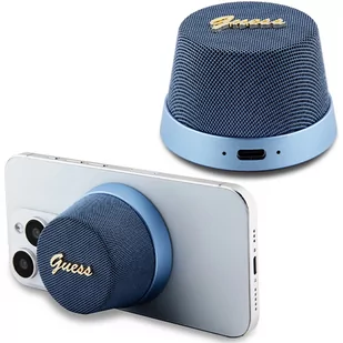 Guess głośnik Bluetooth GUWSC3ALSMB Speaker Stand niebieski/blue Magnetic Script Metal - Słuchawki - miniaturka - grafika 1