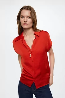 Koszule damskie - Mango koszula Sassa damska kolor czerwony relaxed z kołnierzykiem klasycznym - grafika 1