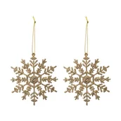 Ozdoby bożonarodzeniowe - Zawieszki, brokatowe śnieżynki, 2 szt. - miniaturka - grafika 1