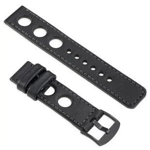 moVear uStrap R1 Skórzany pasek do Garmin Fenix 6 / 5 - Pro, Plus, Solar (koperta 47mm) z adapterem QuickFit 22mm | Czarny z grafitowym przeszyciem - Akcesoria do pulsometrów i zegarków sportowych - miniaturka - grafika 1