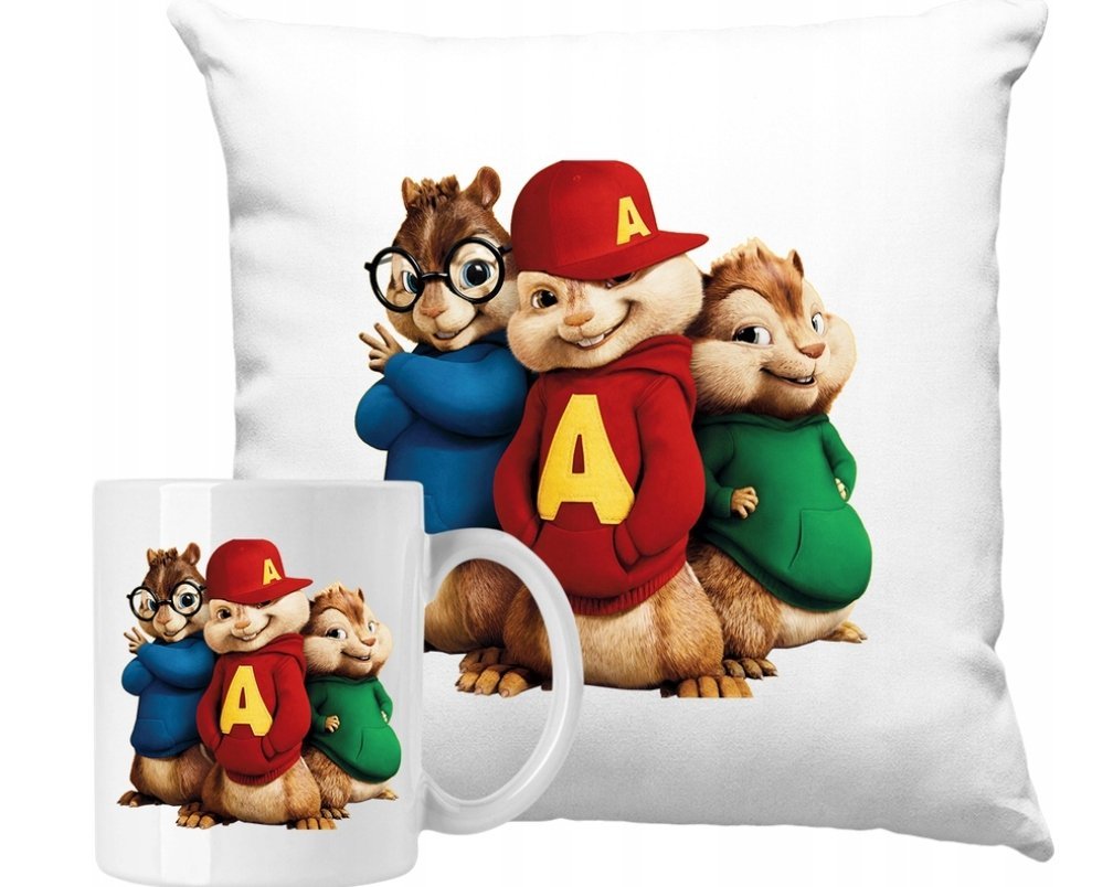 ZESTAW PODUSZKA + KUBEK Alvin I Wiewiórki Pomysł Na Prezent +IMIĘ #3