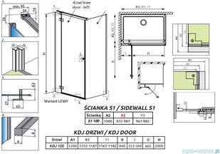 Radaway Essenza Black Kdj kabina 120x100cm lewa szkło przejrzyste 1385042-54-01L/1384052-01-01 - Kabiny prysznicowe Radaway Essenza Black Kdj kabina 120x100cm lewa szkło przejrzyste 1385042-54-01L/1384052-01-01 - Kabiny prysznicowe - miniaturka - grafika 2