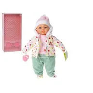 Lalki dla dziewczynek - Lalka bobas 45cm z dźwiękiem w kurteczce w kropki box mówi i śpiewa po polsku Adar - miniaturka - grafika 1