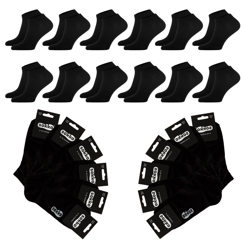 12X SOKKO STOPKI DAMSKIE NISKIE BAWEŁNIANE CZARNE - SD12-S10-CZA-36-38