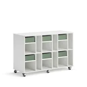 Meble do szkół i przedszkoli - Regał szkolny CASPER, 6 szuflad, 12 przegród, biały, ciemnozielony - miniaturka - grafika 1