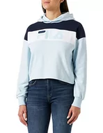 Bluzy damskie - FILA Damska bluza z kapturem SUNDERDEK Blocked Cropped, Omphalodes-Black Iris-Bright White, XL, Omphalodes-black iris-bright White, XL - miniaturka - grafika 1
