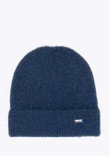 Czapka damska o puszystej fakturze granatowa - Czapki damskie Czapka damska o puszystej fakturze granatowa - Czapki damskie - miniaturka - grafika 1