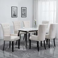 Krzesła - vidaXL Krzesła jadalniane z podłokietnikami, 6 szt., beżowe, tkanina - miniaturka - grafika 1