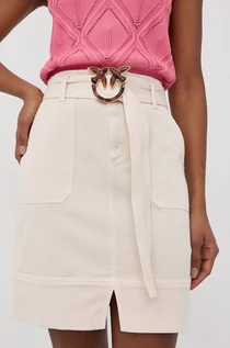 Spódnice - Pinko spódnica kolor beżowy mini prosta - grafika 1