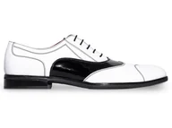 Półbuty męskie - Biało-czarne lakierki męskie - Spektatory Al Capone Caponki T195 r. 40 - miniaturka - grafika 1