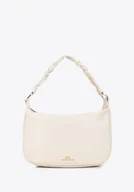 Torebki damskie - Damska torebka na ramię ze skóry naturalnej złamana biel - miniaturka - grafika 1