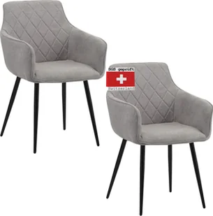 Krzesła do jadalni ALBATROS zestaw 2 SILA, szare - Nowoczesne i stylowe, wygodne krzesło tapicerowane - Eleganckie krzesło kuchenne, krzesło do jadalni lub krzesło do stołu w stylu retro - Krzesła - miniaturka - grafika 1