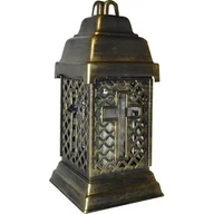 Lampiony i znicze - Znicz kapliczka ramka średnia krzyż złoty 32cm - miniaturka - grafika 1