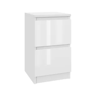 Szafka Nocna Biała Połysk 30CM z 2 szufladami Stolik Nocny lakierowany loft - Szafki nocne - miniaturka - grafika 1