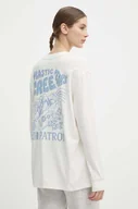 Bluzki damskie - The North Face longsleeve bawełniany kolor beżowy NF0A87DZQLI1 - miniaturka - grafika 1
