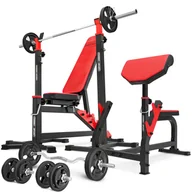 Ławki treningowe - Zestaw do treningu siłowego Marbo Sport ławka regulowana i stojaki pod sztangę - miniaturka - grafika 1