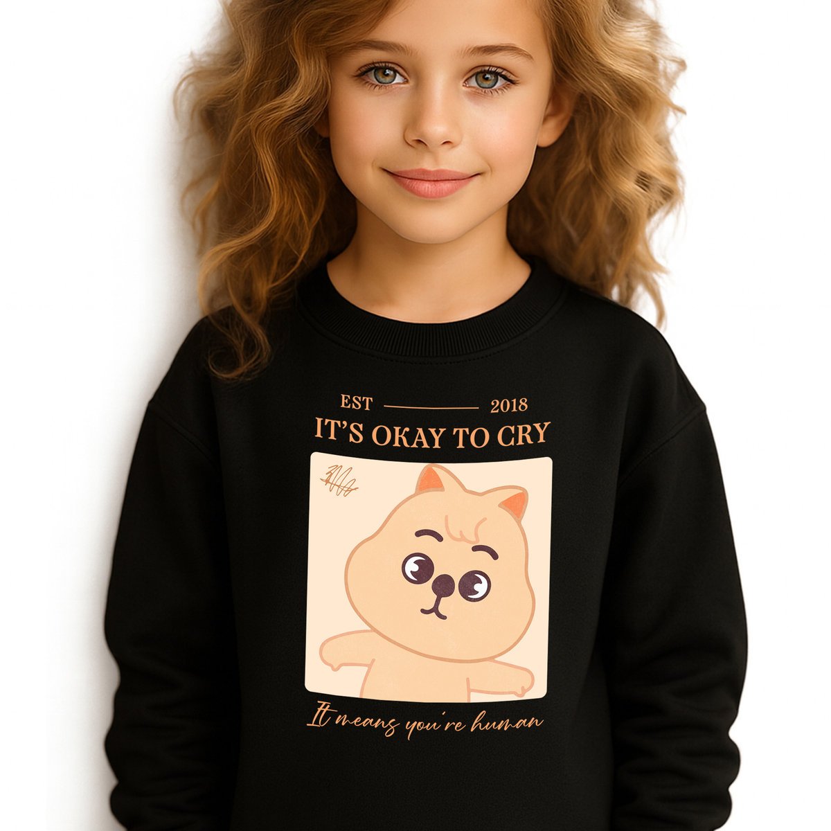 Bluza Dziecięca Czarna IT'S OKAY TO CRY Prezent Muzyka KPOP Wz Rozm 140 cm