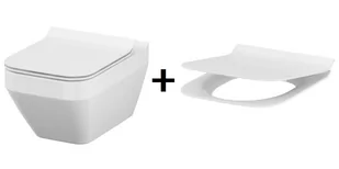 Cersanit Crea Zestaw Toaleta WC podwieszana 52x35 cm prostokątna CleanOn z deską sedesową wolnoopadającą Slim, biała EcoBox S701-213-ECO - Miski WC - miniaturka - grafika 1