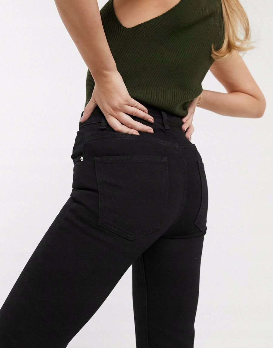 Jeansy Damskie Klasyczne Proste Czarne 26/32 Zaz