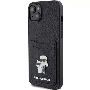Karl Lagerfeld KLHCP15SSAPKCNPK iPhone 15 6.1" czarny/black hardcase Saffiano Cardslot Karl&Choupette Metal Pin - Etui i futerały do telefonów - miniaturka - grafika 2