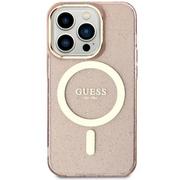 Etui i futerały do telefonów - Guess GUHMN61HCMCGP iPhone 11 / Xr 6.1" różowy/pink hardcase Glitter Gold MagSafe - miniaturka - grafika 1
