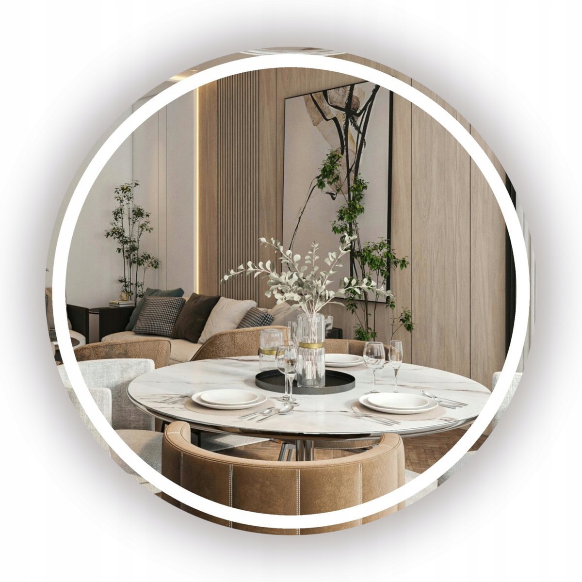 LUSTRO OKRĄGŁE PODŚWIETLANE BEZ RAMY 60 CM + LED