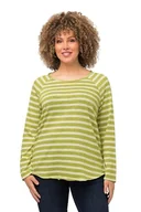 Koszulki i topy damskie - Ulla Popken Damska koszulka w paski, klasyczna koszulka, zielonożółty, 58/60 - miniaturka - grafika 1