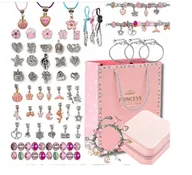 Prace ręczne dla dzieci - ZESTAW KORALIKÓW DO ROBIENIA NASZYJNIKÓW BIŻUTERII BRANSOLETEK DIY + TORBA - miniaturka - grafika 1