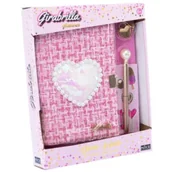 Szkolne artykuły papiernicze - Pamiętnik Girabrilla tweedowy brokat serduszkie - miniaturka - grafika 1