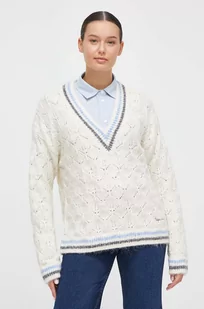Pepe Jeans sweter damski kolor beżowy - Swetry damskie - miniaturka - grafika 1