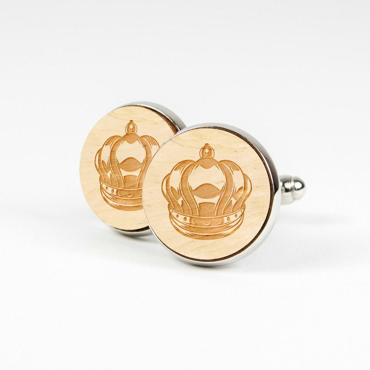 Spinki do mankietów drewniane - Korona