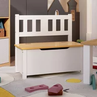 Meble do sypialni - vidaXL Ławka dla dzieci, ze schowkiem, biało-beżowa, 60x30x55 cm, MDF - miniaturka - grafika 1