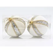 Bombki - Bombka plastikowa 10 cm biało-srebrna 2 szt. - miniaturka - grafika 1