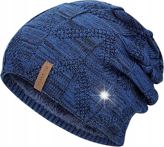 CZAPKA ZIMOWA UNISEX Z PODSZEWKĄ POLAROWĄ CIEPŁA I STYLOWA GRANATOWA