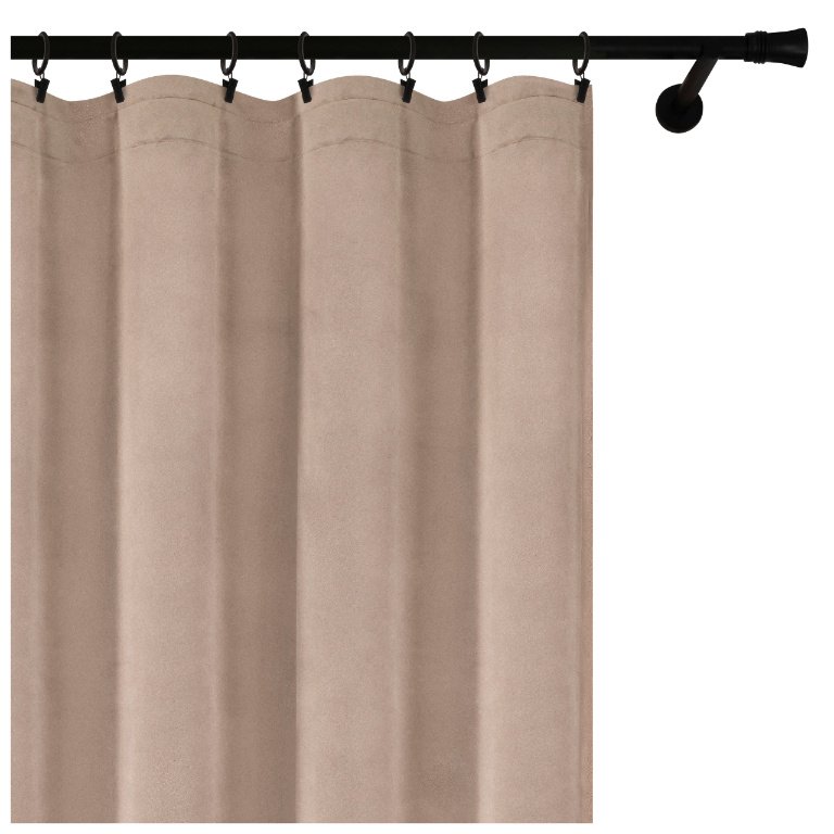 Voppi Zasłona okienna na taśmie marszczącej 140 x 240 cm beżowa zasłona welurowa gruby welur 250 g/m2 beż