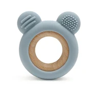 Gryzaki dla dzieci - Gryzak Miś Silikonowy z Drewnianym Pierścieniem [Kolor Zielony] - miniaturka - grafika 1