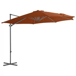 vidaXL Wiszący parasol na słupku stalowym, terakotowy, 300 cm 312313 - Parasole ogrodowe - miniaturka - grafika 1