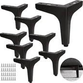 Zawiasy, okucia i inne akcesoria - Zestaw 8 metalowych nóg do sofy o średnicy 13 cm, metalowe nogi do stolika kawowego, udźwig do 600 kg, czarne nogi meblowe, wspornik stołu/sofy z kut - miniaturka - grafika 1