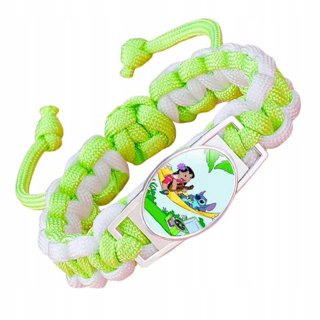 Bransoletka Pleciona Regulowana Zielona Biała Stworek Wakacyjny Klimat