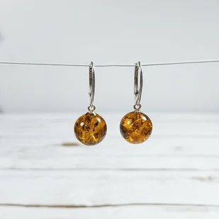 Eleganckie Kolczyki z Bursztynu Bałtyckiego Srebro Próba 925 - Kolczyki - miniaturka - grafika 1