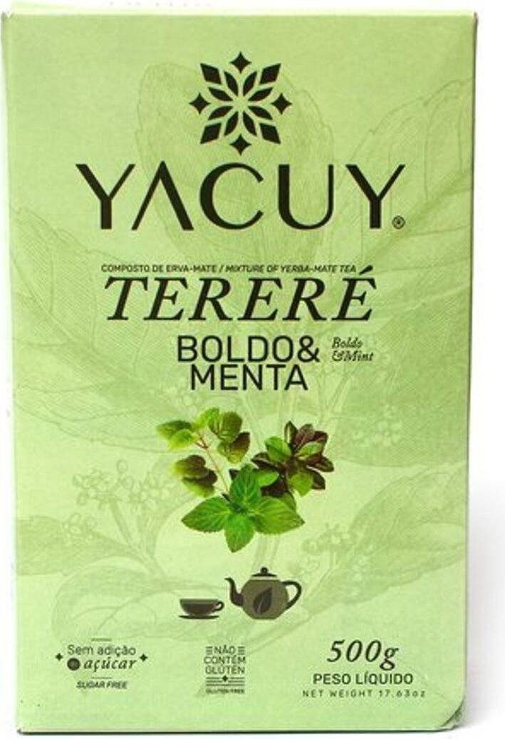 YACUY yerba mate-tea Boldo-menta 500g - brazylijska herbata mate z miętą i zielem boldo, herbata yerba mate z liści mate suszonych powietrzem