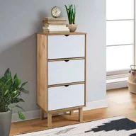 Szafki na buty - Szafka na buty OTTA z 3 szufladami brązowo-biała z litego drewna sosnowego - miniaturka - grafika 1