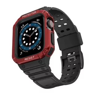 Protect Strap Band opaska z etui do Watch 7 / 6 / 5 / 4 / 3 / 2 / SE (45 / 44 / 42mm) obudowa pancerny pokrowiec na zegarek czarny - Etui i futerały do telefonów - miniaturka - grafika 2